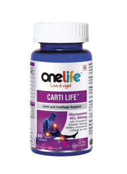 OneLife Carti Life 60 Tablets Glucosamine and Chondrotin with Sulphate, Moringa, Oleifera, Hydrolyzed Collagen